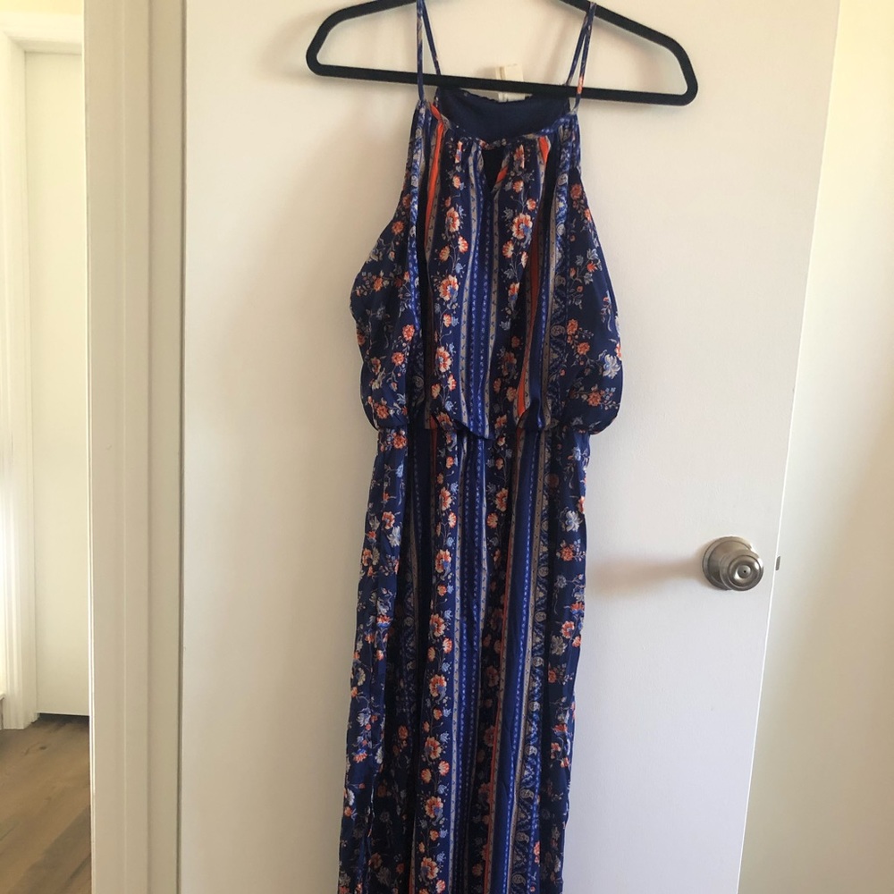 Blue printed maxi dress